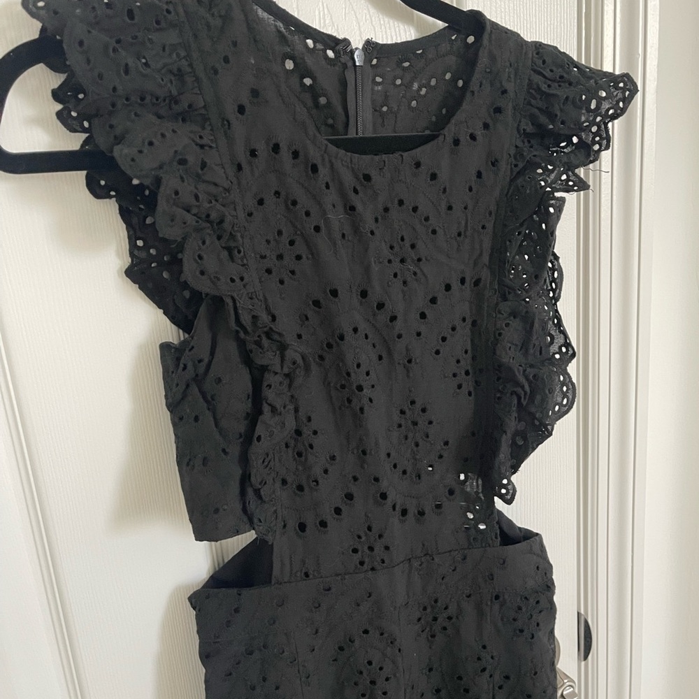 Black Eyelet Ruffle Jumpsuit